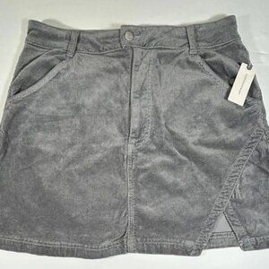 Pilcro Anthropologie Skirt Size 12 Gray Corduroy Button Front Retro Boho Preppy